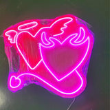 Custom Angel & Devil by Mathilde heart shape LED neon signs for wedding party decoration