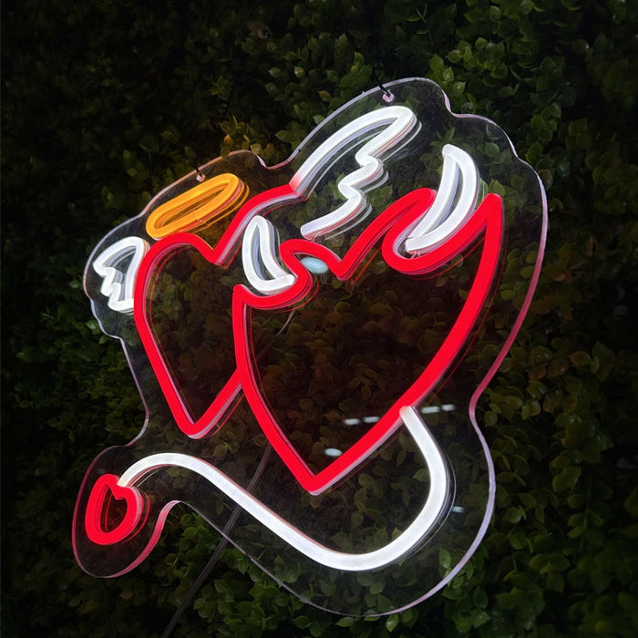 Custom Angel & Devil by Mathilde heart shape LED neon signs for wedding party decoration