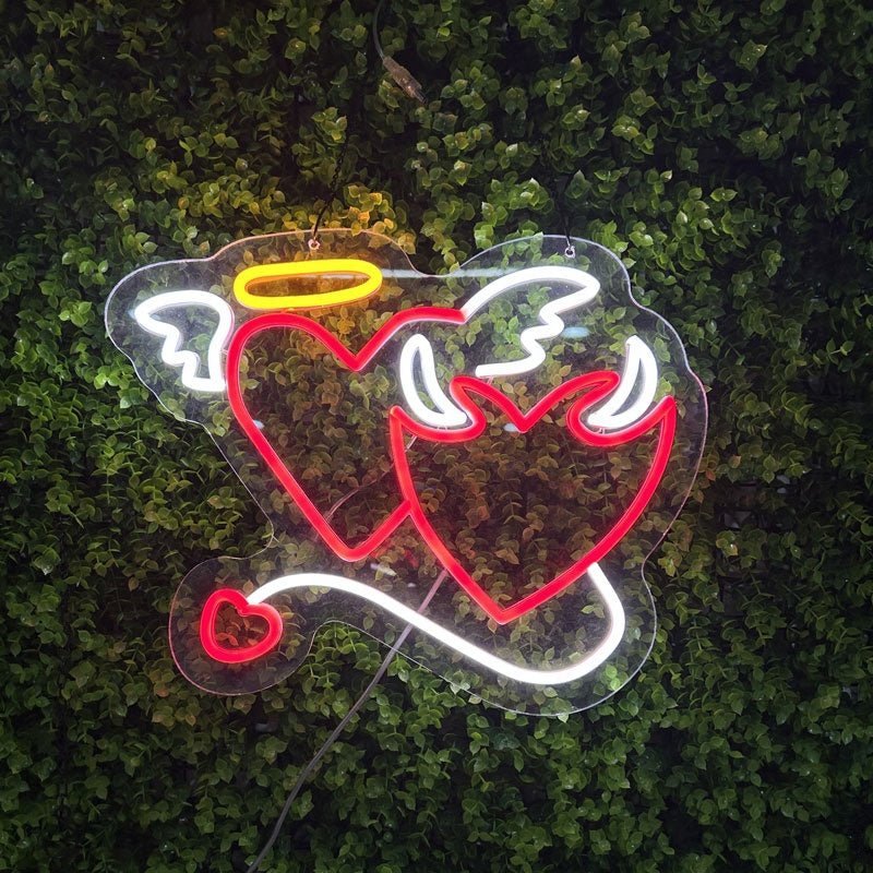 Custom Angel & Devil by Mathilde heart shape LED neon signs for wedding party decoration