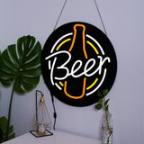 Beer Neon Sign Black Bottle Shaped 