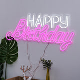 Baby Girl Neon Light Happy Birthday Written Gift