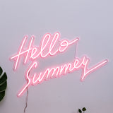 Hand Writing Hello Summary Red Neon wall Sign