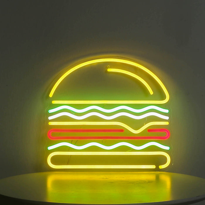 Hamburger Logo Neon sign Light for Wall Hanging Décor fast food cafe