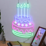 LED Neon Sign Colorful Birthday  party Cake Light