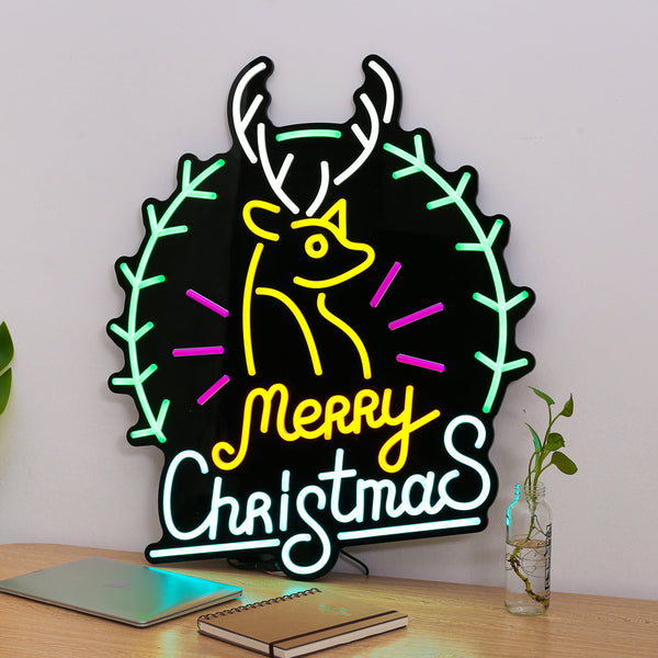 REINDEER MERRY CHRISTMAS LED neon signs for festival decoration