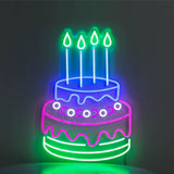 LED Neon Sign Colorful Birthday Cake Light