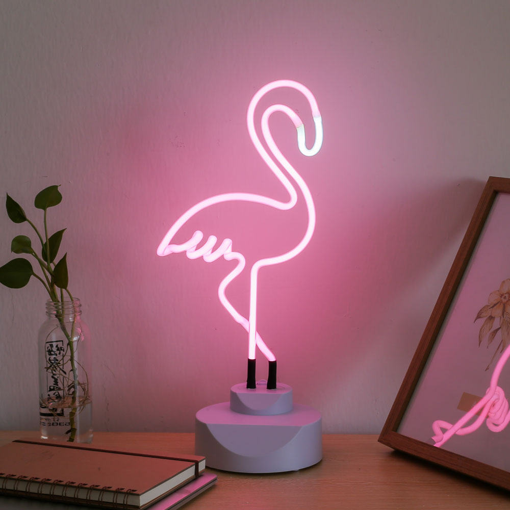 Pink Flamingo Table LED Neon Sign for night