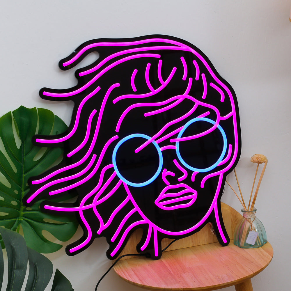 Light Pink Women Head Wall LED neon sign Light for spa, cinema and girl saloon