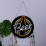 Beer Neon Sign Black Bottle Shaped Logo