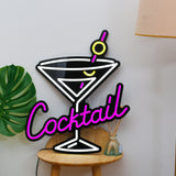 Glass of Cocktail Neon Logo LED Sign for table