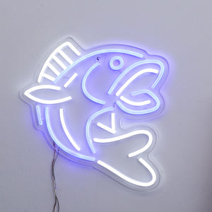 Blue and White Flying Fish Neon Light for Table