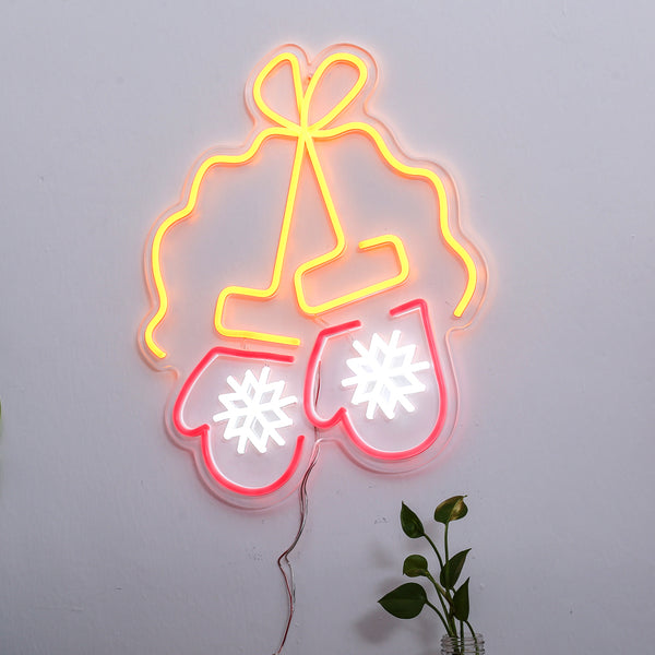 Led Neon Light sign Cute GLOVES SNOWFLAKES XMAS Gift