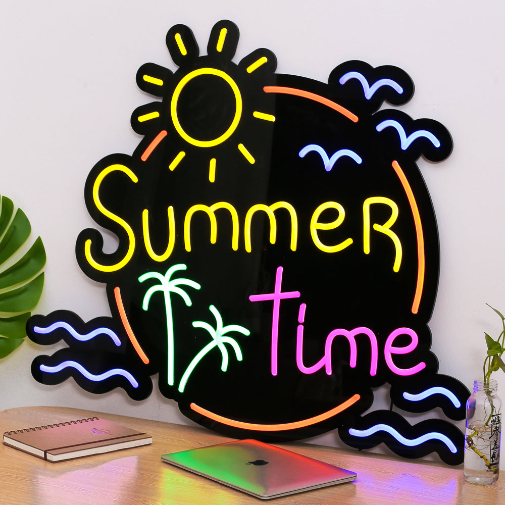 LED Neon Sign SUN SUMMER TIME COCONUT Seagull