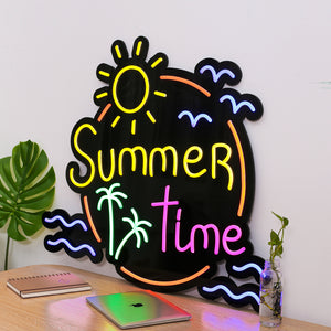 LED Neon Sign SUN SUMMER TIME COCONUT Seagull