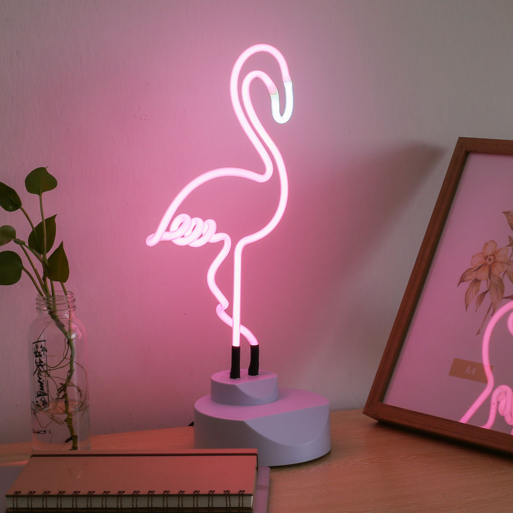 Pink Flamingo Table LED Neon Sign for night