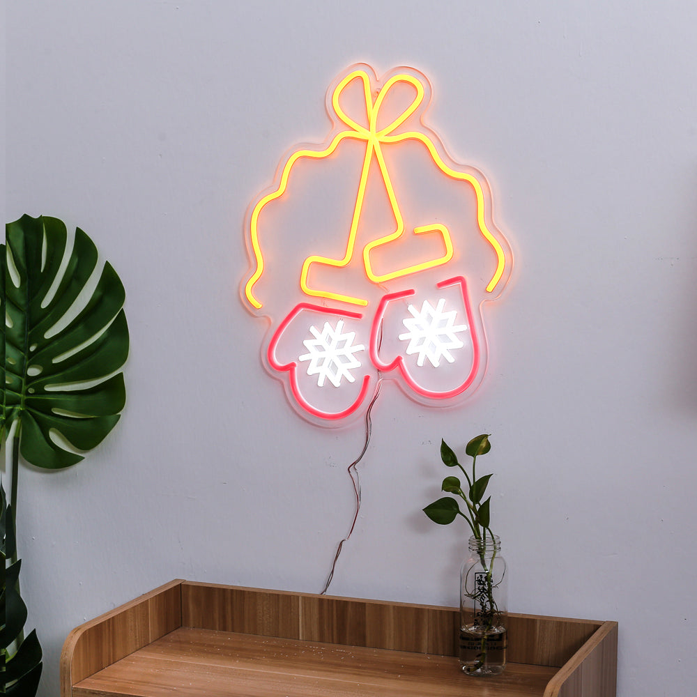 Decorative Gloves Snowflakes LED Neon Sign wall hanging