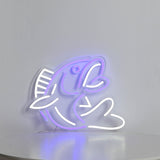 Blue and White Flying Fish Led Neon sign for Table