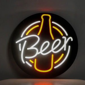 Beer Neon light Black Bottle Shaped Logo