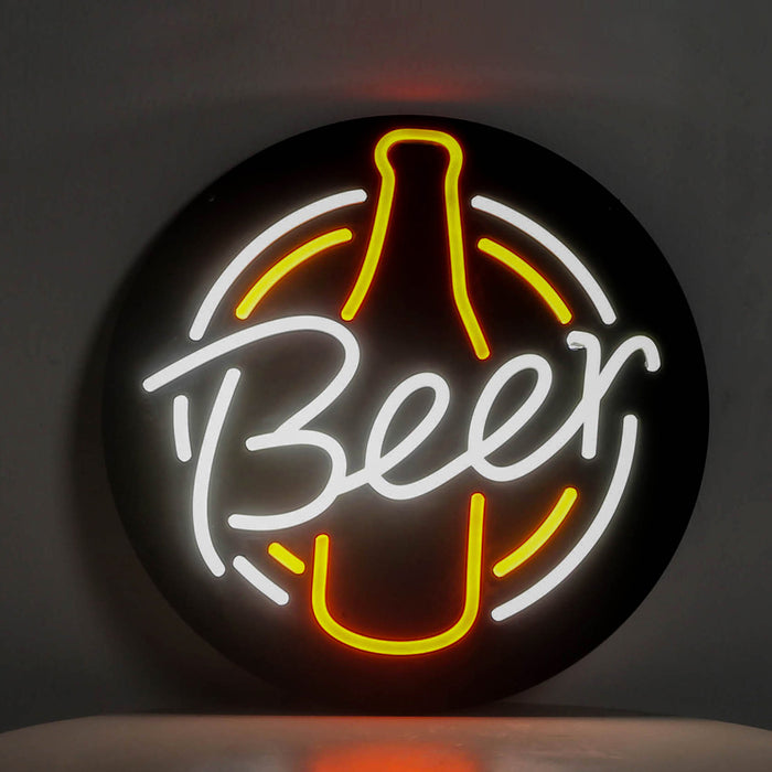 Beer Neon light Black Bottle Shaped Logo