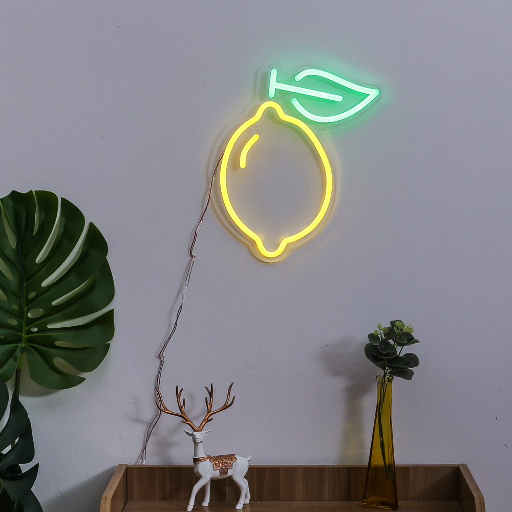 Yellow Lemon Cherry Fruit Wall Neon Sign for Gift