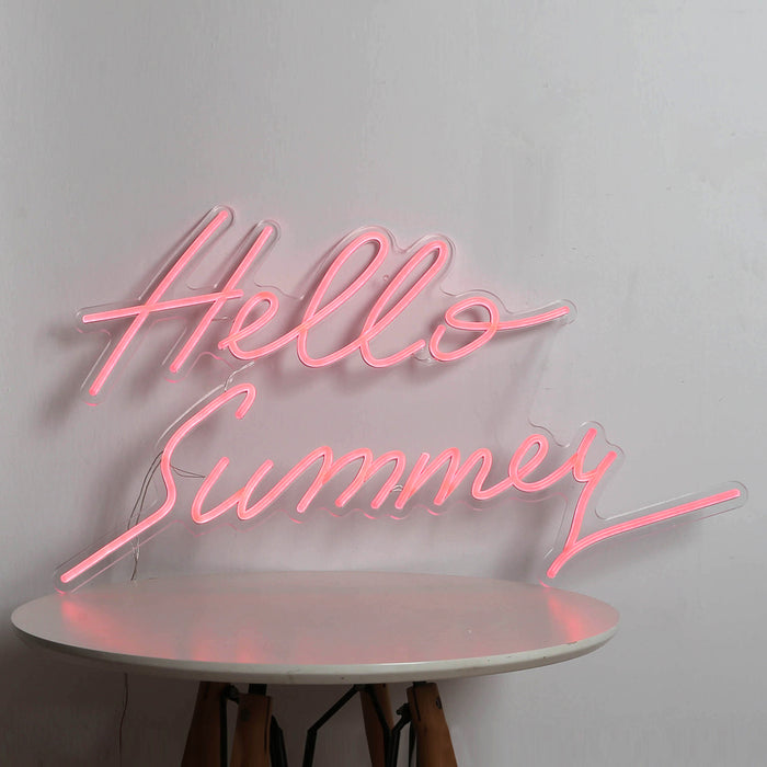 Hand Writing Hello Summary Red Neon wall Sign