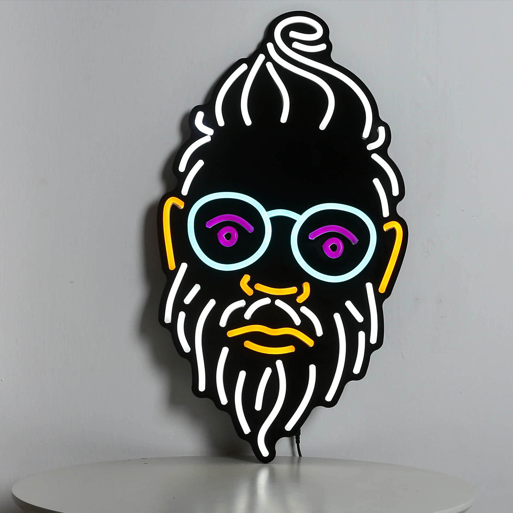 Beard Glasses Man Head barber shop led Neon Sign night light