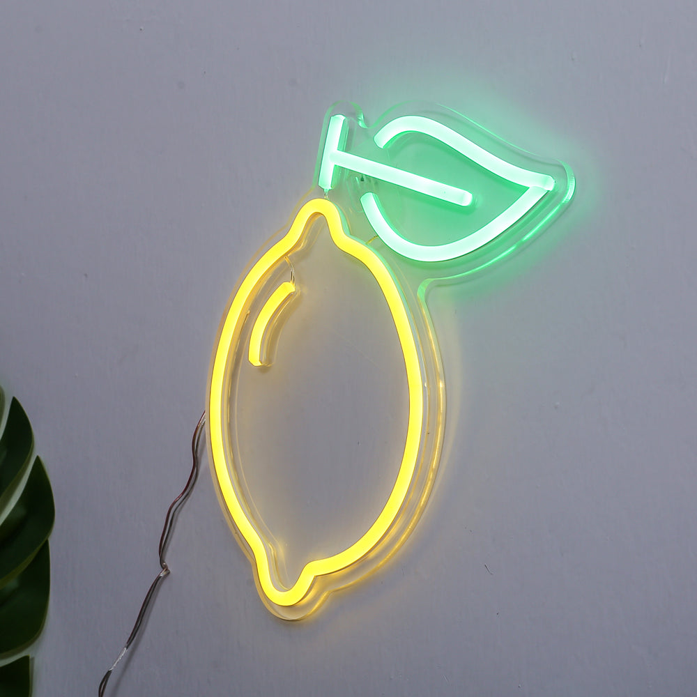 Yellow Lemon Cherry Fruit Wall Neon Sign for Gift