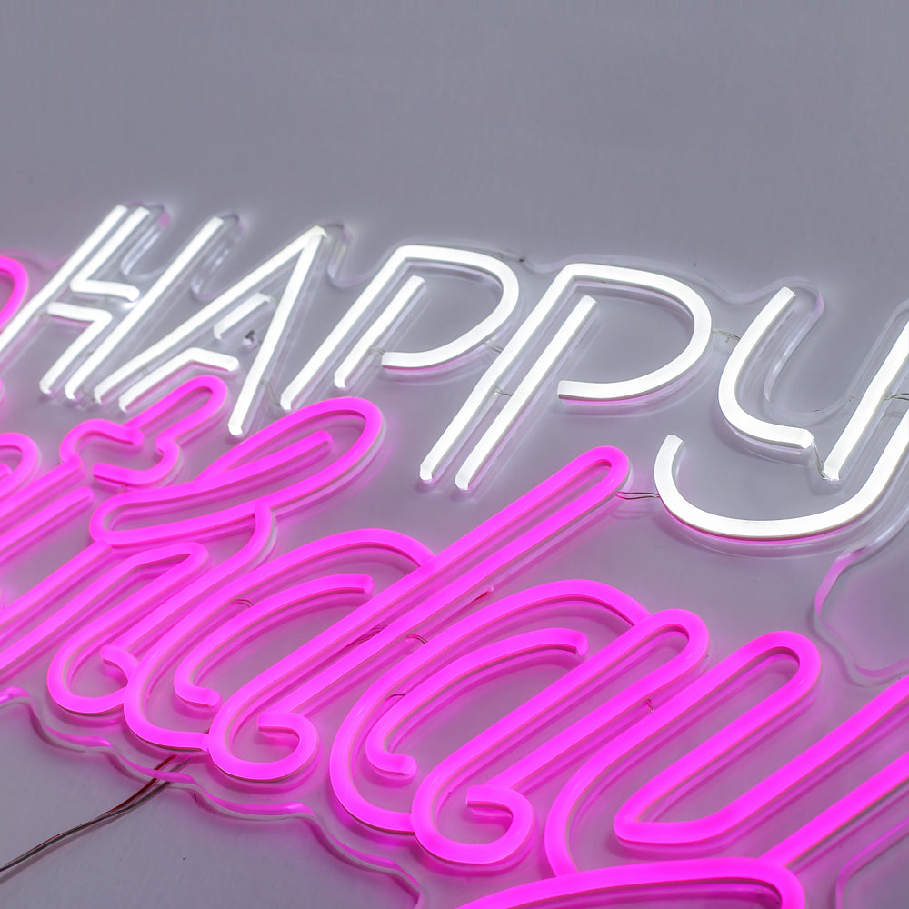 Baby Girl Neon Light Happy Birthday Written Gift