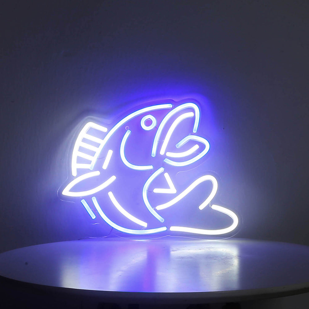 Blue and White Flying Fish Led Neon sign for Table