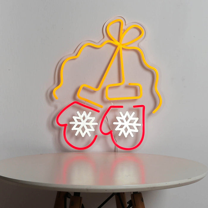 Decorative Gloves Snowflakes LED Neon Sign table