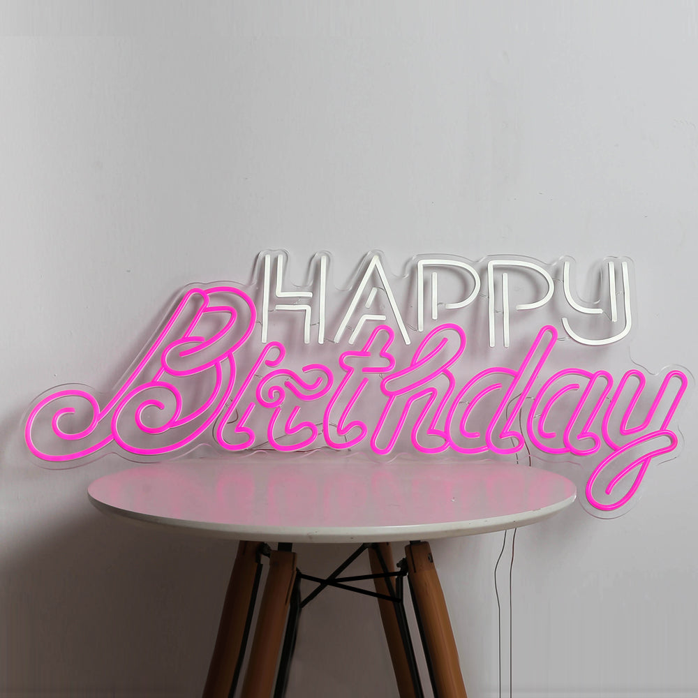 Baby Girl Neon Light Happy Birthday Written Gift